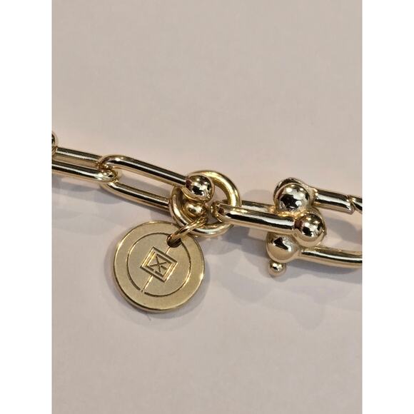 Eklexic Margaux Recycled Brass & 14K Gold Plated U Link Chain 16" Necklace - Picture 5 of 7